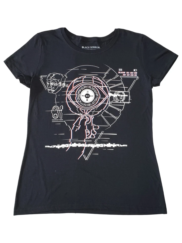 Camiseta de algodón manga corta negra con espejo para mujer Junior M Foto 1 de 1