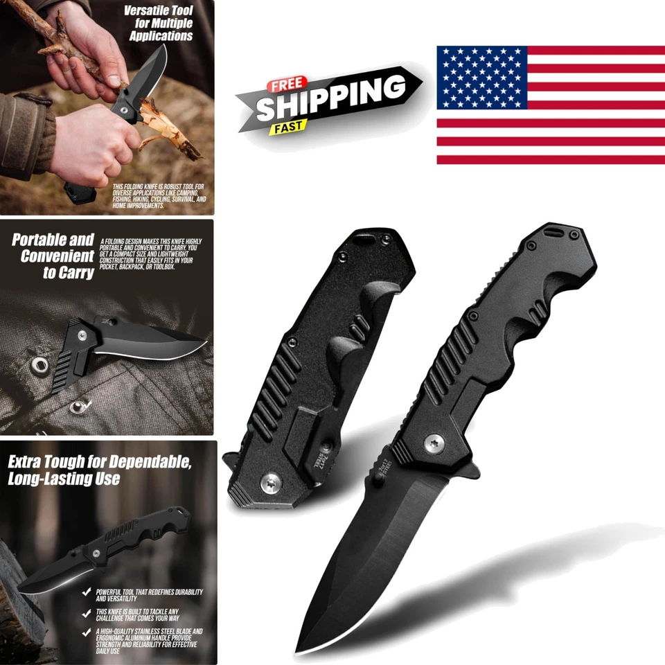 Versatile Folding Knife with Clip Point Blade for Hiking and Fishing Activities - Image 1 of 4