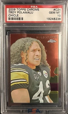 2009 Topps Chrome Chicle Troy Polamalu #C24 Pittsburgh Steelers PSA 10 HOF - Image 1 of 2