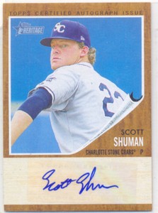 SCOTT SHUMAN 2011 TOPPS HERITAGE MINOR LEAGUE CERTIFIED AUTOGRAPH ISSUE 638/861
