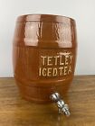 Vintage RARE Tetley Iced Tea Ceramic Crock Beverage Dispenser w Spigot Barrel