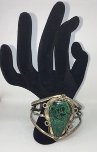 Vintage Navajo Armreif Armband - Malachit und Silber - Bild 1 von 11