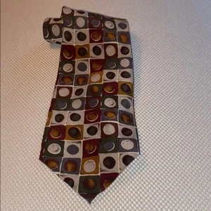 Vintage Oaktree Silk Tie Colorful Geometric Circle Pattern Made In Korea - Picture 1 of 5