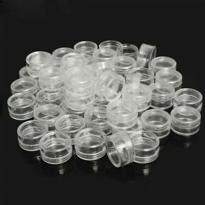  50pcs Storage Cups Clear Plastic Jewelry Bead Makeup Box Small Round Container 