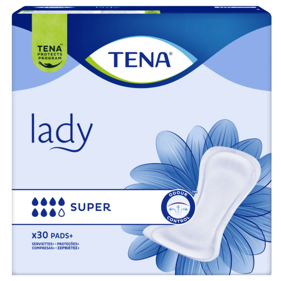 TENA Lady Super - Inkontinenzeinlagen für Frauen (30 Stück oder 6 x 30 Stück)