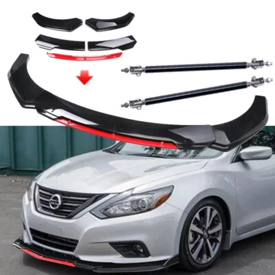 For Nissan Altima 2016-2018 Front Bumper Lip Spoiler+Splitter Body Kit Black Red Foto 1 de 4