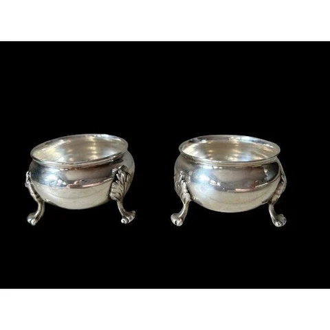 Set of 2 RWM ANTIQUE STERLING SILVER OPEN SALT CELLARS Cover