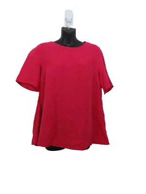 Top Akris Punto Talla 10 Peplum Espalda Lino Rosa Manga Corta Plisado NUEVO Foto 1 de 4