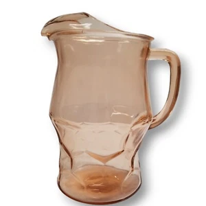 Hazel Atlas Pink Depression Glass Pitcher Honeycomb 64 oz Ice Guard Lemonade Tea - Picture 1 of 13