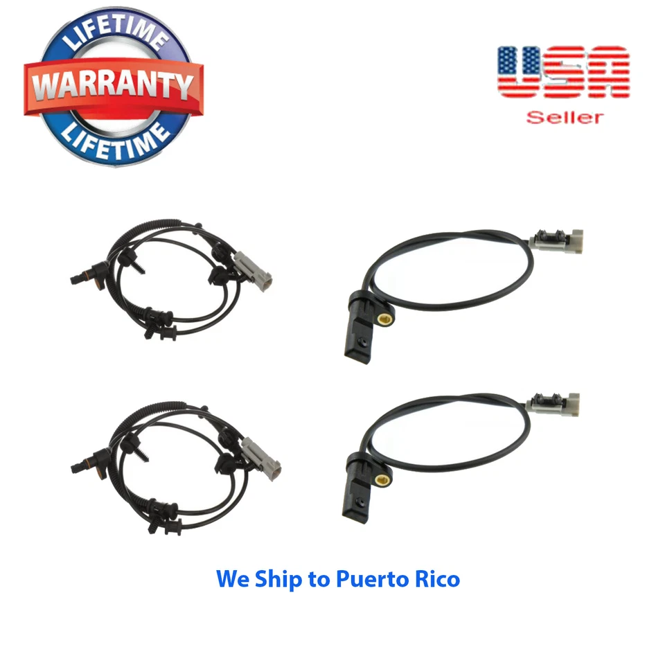 Set 4 ABS Speed Sensor Front & Rear fit:2006-2010 Jeep Commander Grand Cherokee  - Image 1 of 4