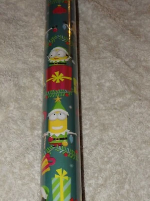 MINIONS GIFT WRAP WRAPPING PAPER FOLDED FLAT CHRISTMAS HOLIDAY 30 SQ. FT. NEW - Image 1 of 4