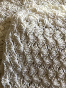 New Shell Stitch Blanket Throw Afghan 50”W X 54”L Crochet Cream Color Handmad - Picture 1 of 1