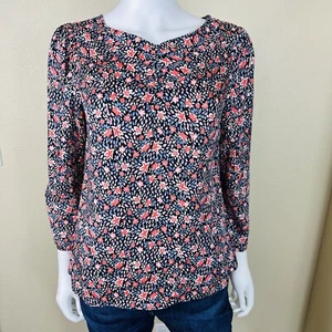 Rebecca Taylor Blouse Sz 6 Floral V Neck 3/4 Sleeves Silk Blend - Picture 1 of 10