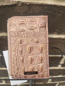 NWT Brahmin Lennon Credit Card Wallet Rose Gold  Melbourne Leather holographic - Picture 1 of 3