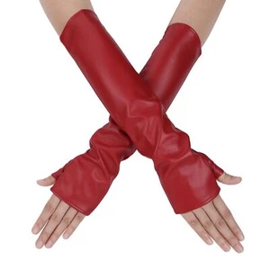 Women's Long Fingerless Leather Gloves Opera Mittens Gloves for Proms Party - Picture 1 of 5