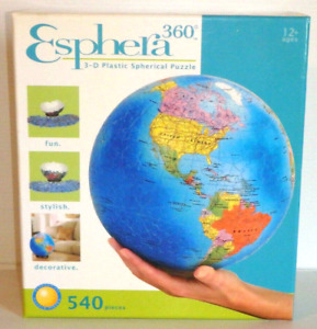 Esphera 360 3-D GLOBE Earth PUZZLE Plastic Spherical 9" Ball 540 Piece Brand New