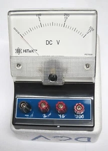 HiTeK D.C. VOLMETER MODEL P57029 TRIPLE SCALE, 0-3V/0-15V/0-300V SCHOOL SURPLUS - Picture 1 of 1