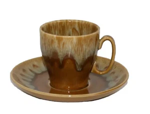 Canonsburg Butterscotch Drip Glaze Mug Cup Saucer Vintage USA MCM Retro 1960s - Picture 1 of 7