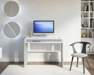 110 cm Computer Desk Study Writing Table PC Laptop Desk with 2 Shelves - Picture 1 of 2