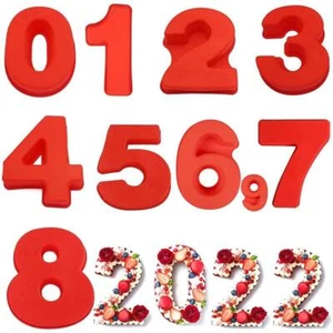 10 Inch Large Number Cake Mold/pan with 0/1/2/3/4/5/6/7/8 Silicone Fondant Numbe - Picture 1 of 34