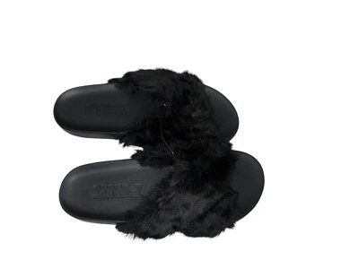 Victoria's Secret ROSA Imitación Piel Entrecruzada Toboganes Color Negro Mediano 7/8 Nuevo con Etiquetas Foto 1 de 4