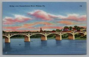 Postal Puente sobre el río Susquehanna Pittson Pa lino sin publicar - Imagen 1 de 2