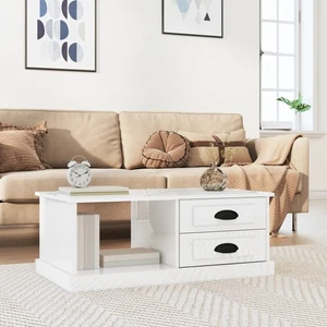 Wooden Coffee Table High Gloss White 90x50x35cm Sofa Lounge Side Storage Drawers - Picture 1 of 12
