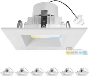 NuWatt 4" MR16 LED Retrofit Recessed Light Square Trim 5CCT 10W 12V Dimmable 6pk - Picture 1 of 9