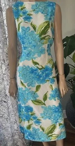 Abito vintage anni 90 Y2K Bob Mackie ortensie abito floreale seta taglia 8 nuovo con etichette - Foto 1 di 10