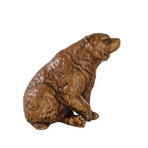 Vintage Norcrest Japan Grizzly Bear Sitting Figurine A788 Brown Ceramic *Chip* - Picture 1 of 9