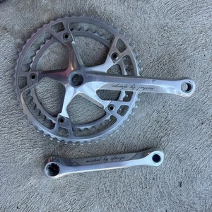 Juego de bielas vintage Ofmega Mistral 144 BCD bicicleta de carretera cónica cuadrada 53/42T 9/16 Italia - Imagen 1 de 11