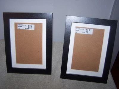 NEW Sealed Lot Of 2 4X6 Black Wood IKEA RIBBA Picture Frames W/White Mats - Image 1 of 3