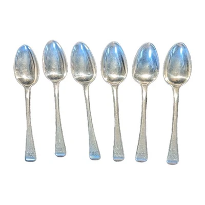 Antique Set of 6 Georgian English Circa 1808  Sterling Silver Spoons 117 Grams - Image 1 of 4