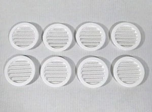 8x White Round Plastic Louver Soffit Air Vent Reptile Screen Grille Cover 3"  - Picture 1 of 4
