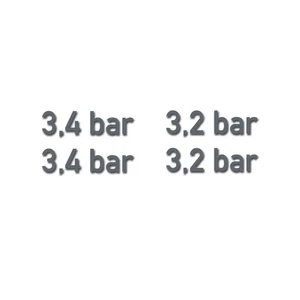 Aufkleber 4er Set 3,4bar + 3,2bar Fehgrau Reifendruck BW Schrifthöhe 2cm Buchsta - Bild 1 von 1