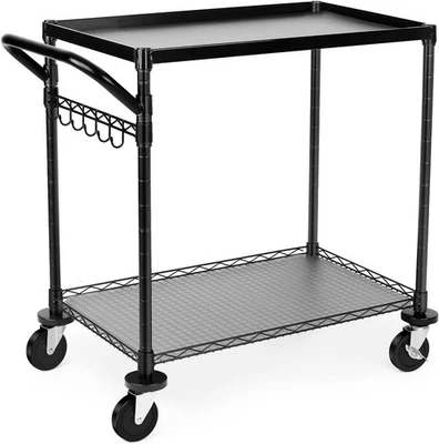 WDT 680Lbs Capacity Heavy Duty Rolling Utility Cart,2 Tier Rolling Carts with Wh - Image 1 of 4