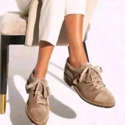 Nuevo $700 The Office Of Angela Scott Mujer Talla 41 11 Bronceado Mr. Logan Gamuza Oxford Foto 1 de 4