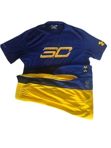 Stephen Curry Golden State Warriors Under Armour Mens Blue Shirt Short Large - Picture 1 of 10