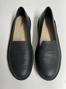 L.L. Bean Stonington Slip On Mujer Talla 11 Negro Cuero Minimalista Mocasín Zapato - Imagen 1 de 6