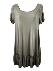 Staffelei Stretch Strick Kurzarm U-Ausschnitt Kleid 2 Ebenen Saum grün Small neu mit Etikett - Bild 1 von 5