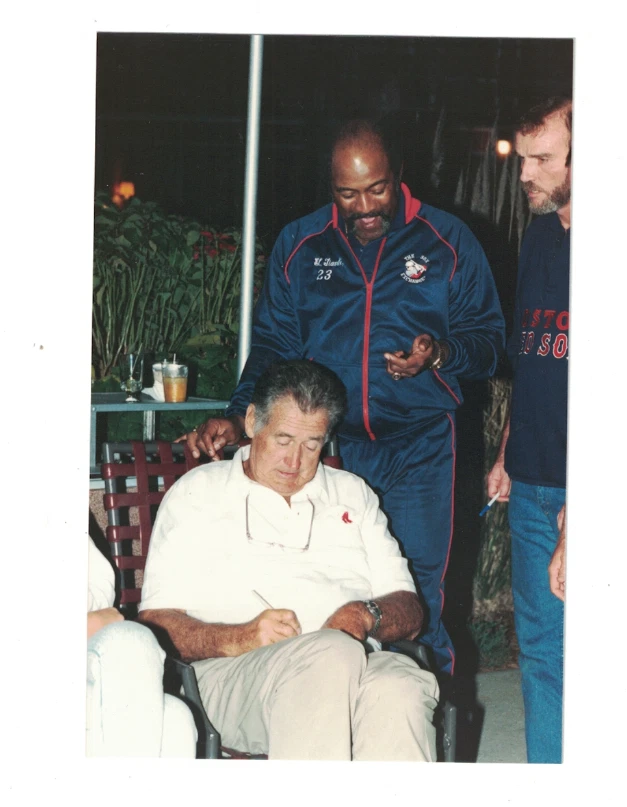 Ted Williams Boston Red Sox Original 1980's Fantasy Camp 3 1/2 x 5 Photo Hickey - Image 1 of 1