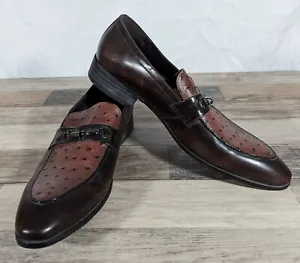 Mocassini uomo eleganti ENCORE by Fiesso struzzo taglia 12 F13233 pelle marrone - Foto 1 di 8