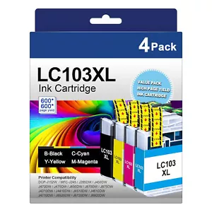 4x LC101 LC103XL LC103 XL Ink Cartridge For Brother MFC-J470DW MFC-J475DW J870DW - Picture 1 of 7