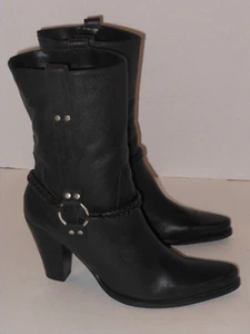 BAKERS BLACK LEATHER WESTERN STYLE ABOVE THE ANKLE BOOTS SIZE 9 MEDIUM - Picture 1 of 8