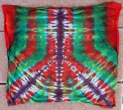 Bandana Tie Dye 21" x 21" Green Peace Fire multicolor 100% algodão frete grátis - Imagem 1 de 2