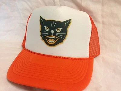 Gato Negro Halloween Camionero Sombrero Malla Sombrero Snapback Naranja Nuevo Foto 1 de 2