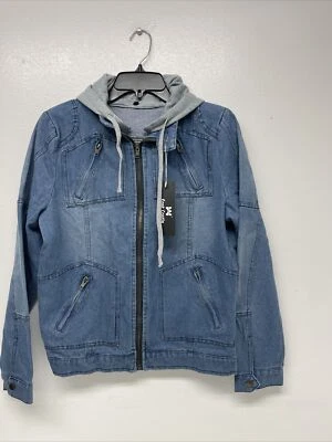 Jaqueta Jeans East Castle Full Zip NWT para Homens Tamanho XS Azul Algodão com Bolsos com Zíper - Imagem 1 de 4