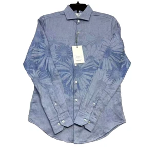MURANO BAIRD McNUTT Men's Linen LS Shirt Sz S Blue Sunflower Print NWT $99 - Picture 1 of 7