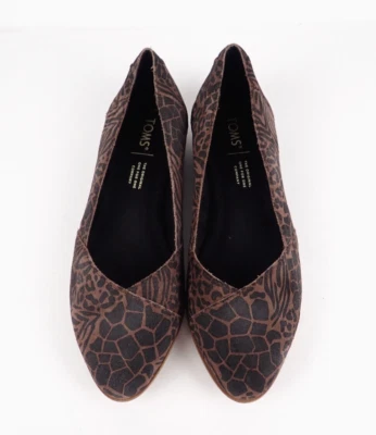 Toms Jutti Womens 6 Flats Shoes Brown Black Leopard Animal Print Slip On - Image 1 of 4