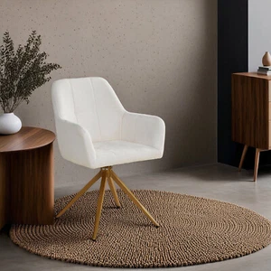 Polsterstuhl mit Armlehne Esszimmer Drehbar Stuhl Küchenstuhl Bouclé Homestyle4u - Bild 1 von 8